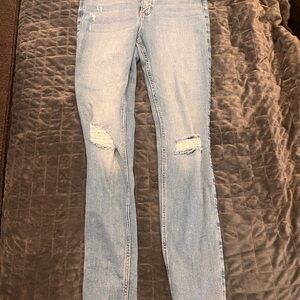 Hollister Blue Skinny Jeans with Distressed Details